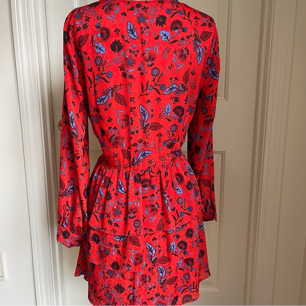 Red Floral Print Zara Long Sleeve Dress - Picture 3 of 7